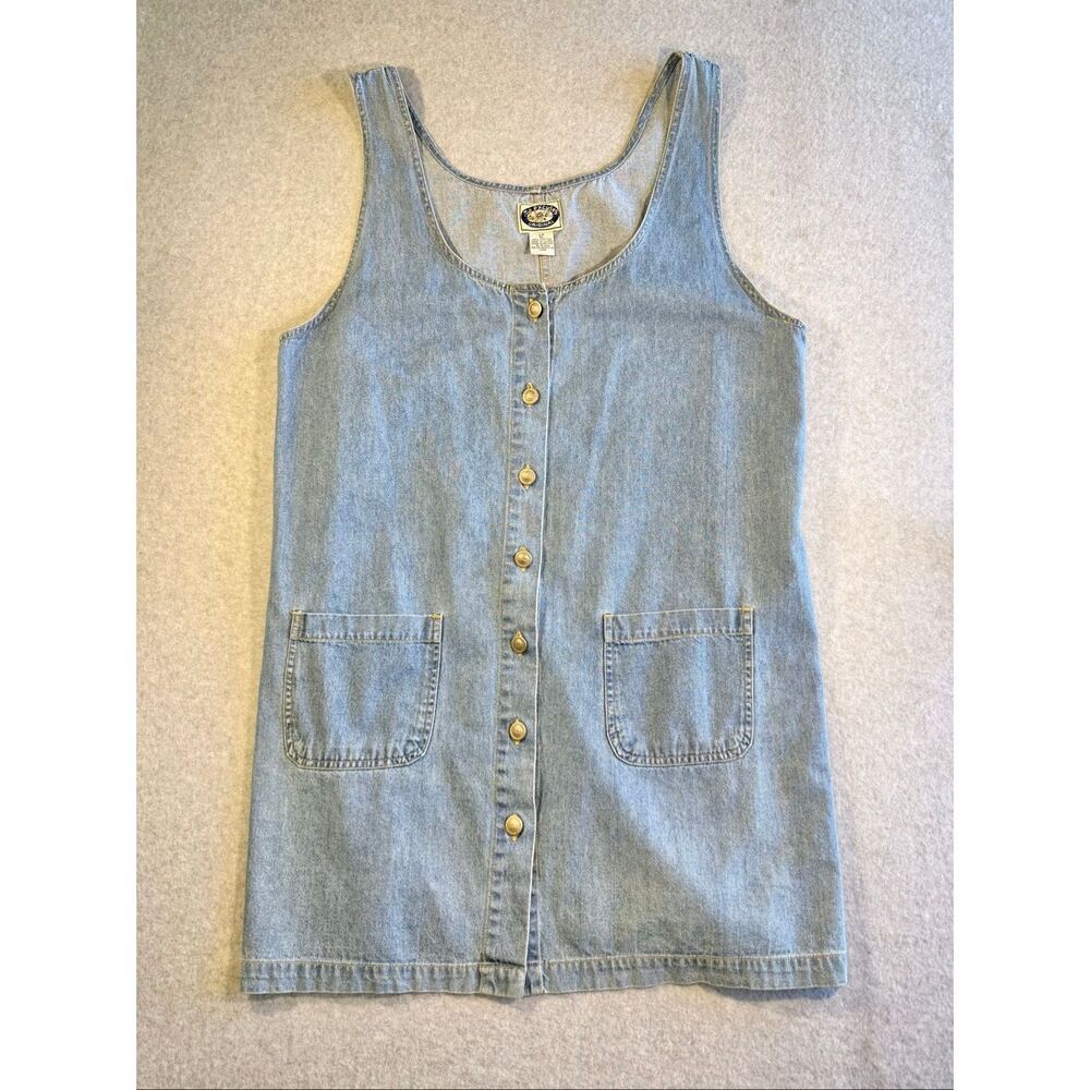 vtg No Excuses 90’s Y2K denim button-front dress